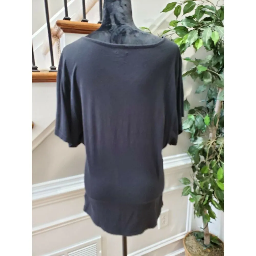 H&M Women's Black Cotton & Modal Round Neck Short Sleeve Top Shirt Size Small - Image 6