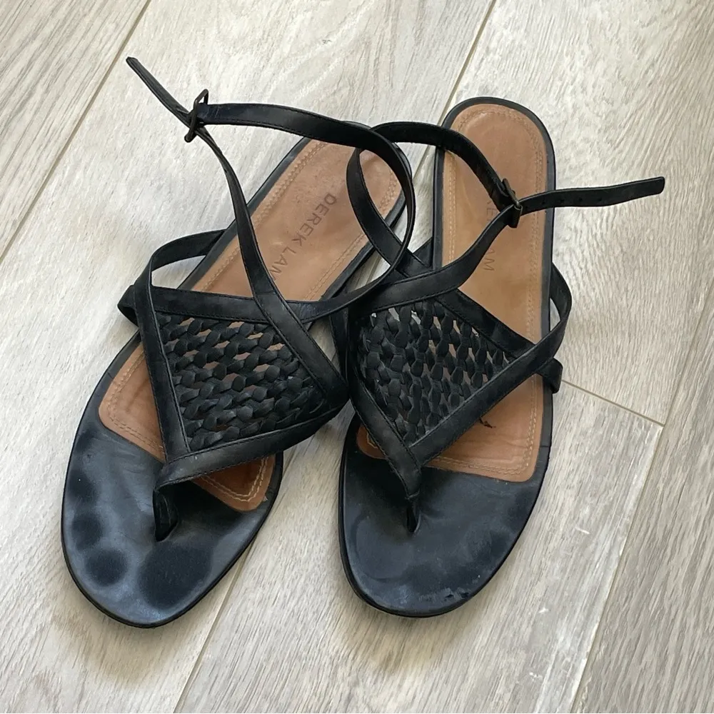 Derek Lam Sandals leather woven womens Black (size 36.5) minimalist casual - Image 3