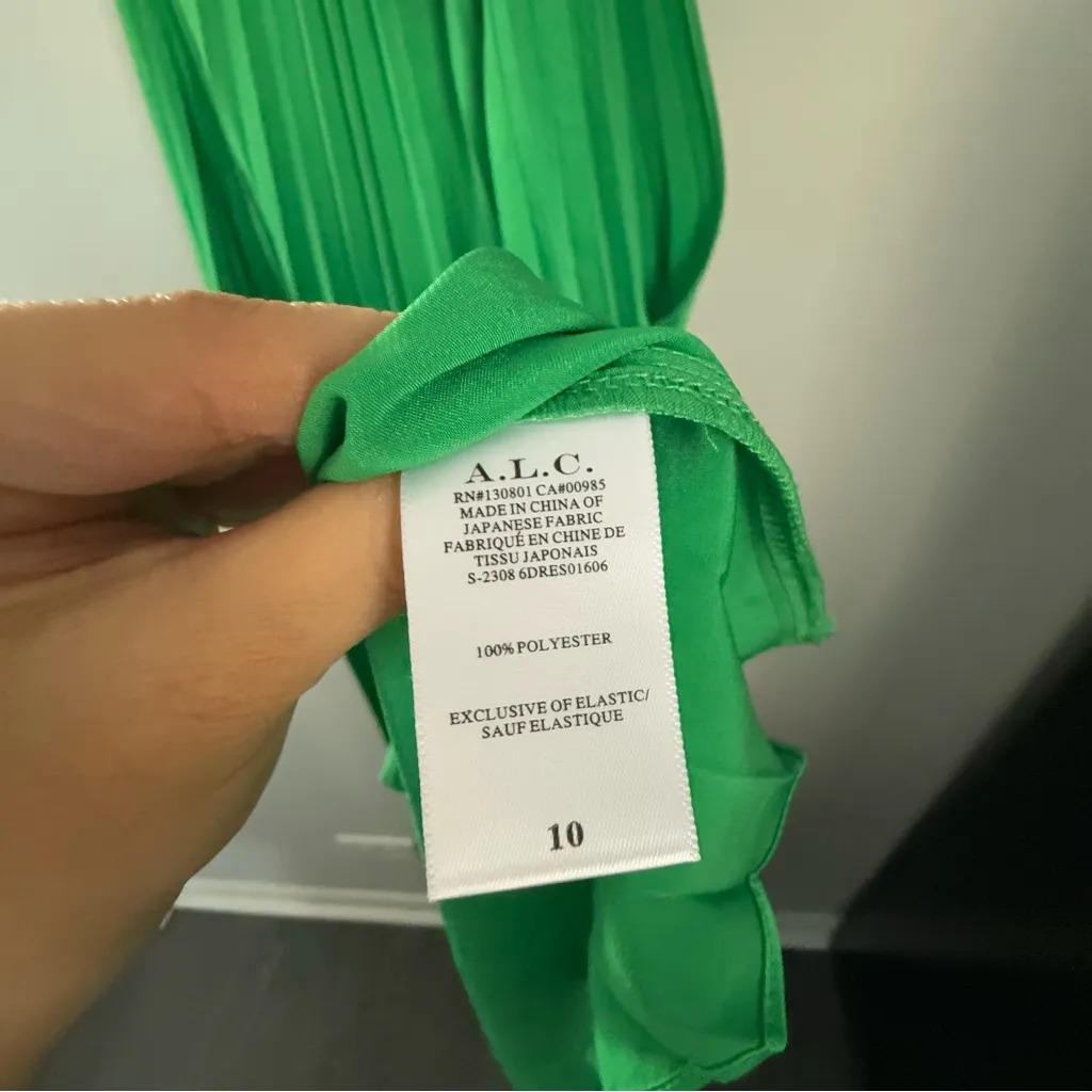 A.L.C. 10 NEW Renzo II Midi Dress Pleat Kelly Green Holiday NYE Asymmetrical - Image 9