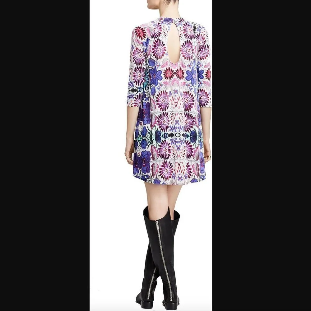 Free People New Romantics Fiesta Trapeze Mini Dress M Purple Floral Stretch - Image 14