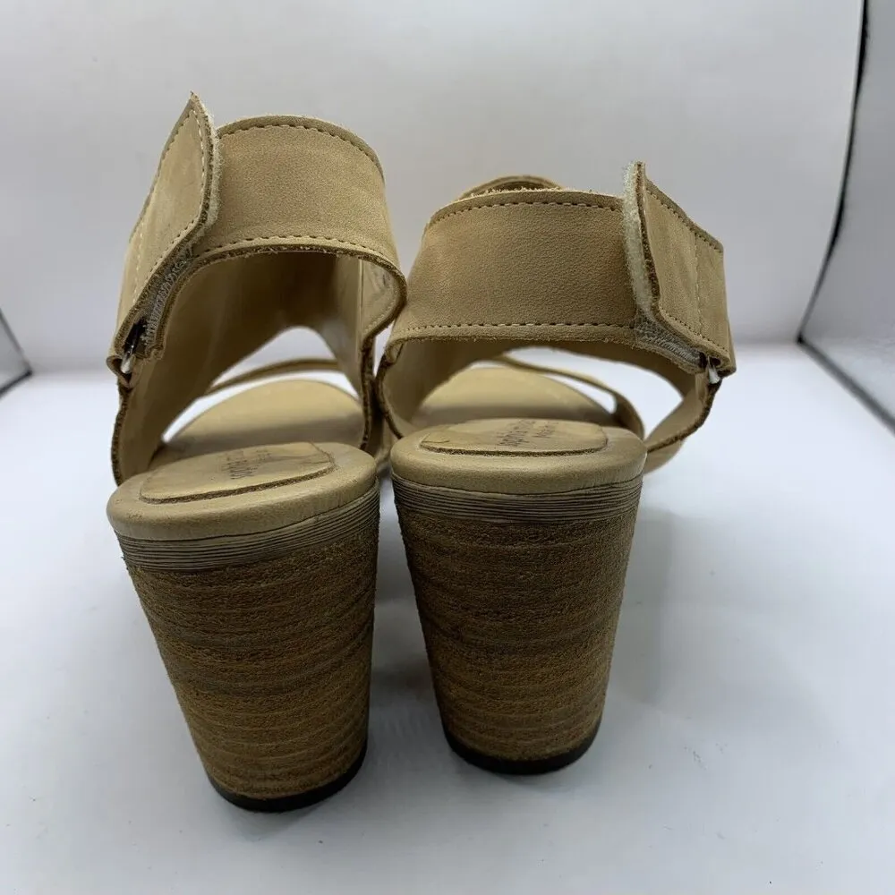 Sophia Milano Tan Leather Stacked Heel Sandal Women Sz 9 E10 - Image 5
