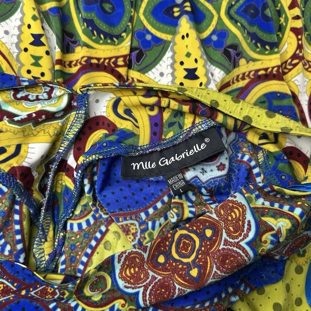 Mlle Gabrielle Dress Woman's Size Large Sleeveless V Neck Fall Colors Poly Blend - Image 6