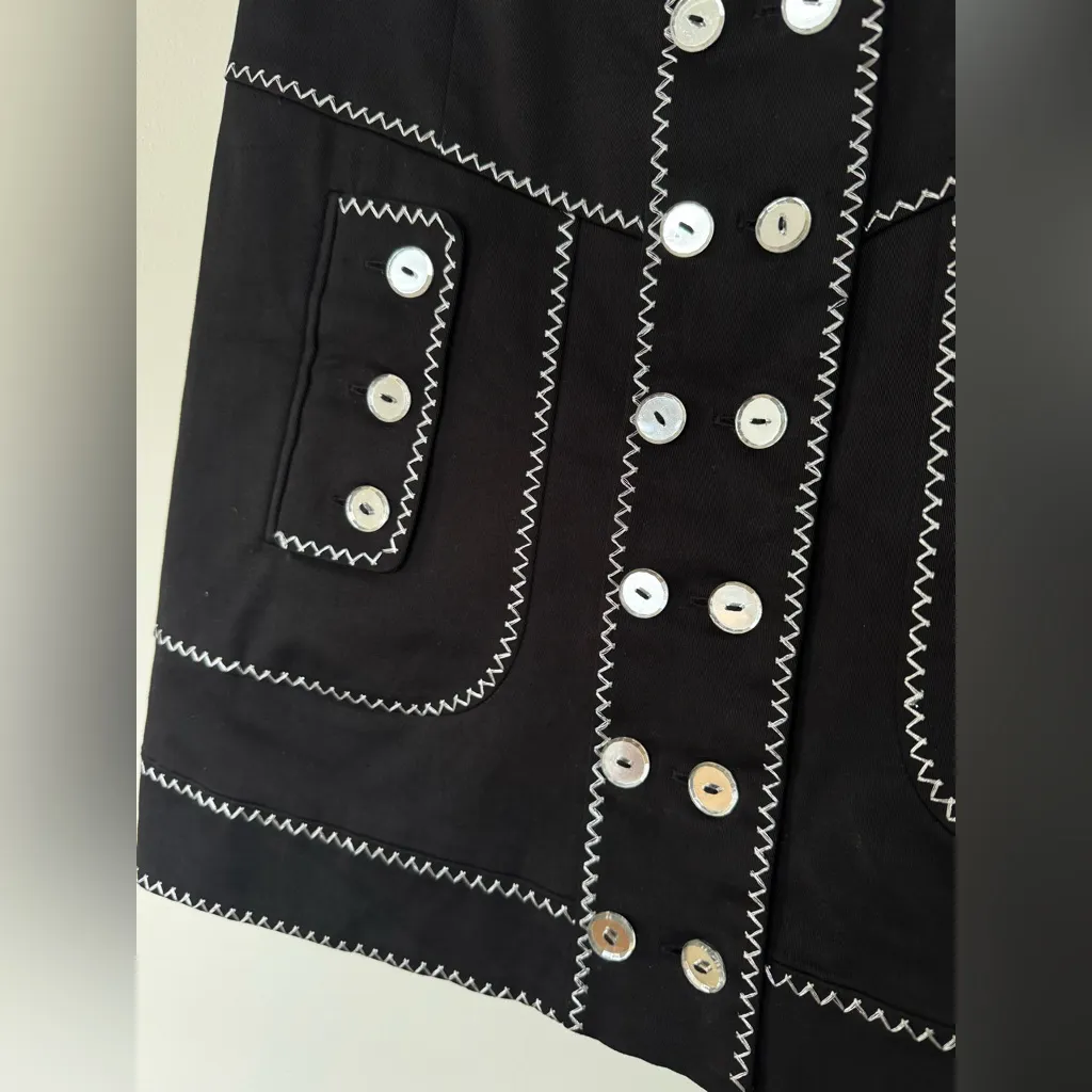 Per Se Black Pencil Skirt With Silver Accents‎ And Mirror-Like Buttons Size 4 - Image 3