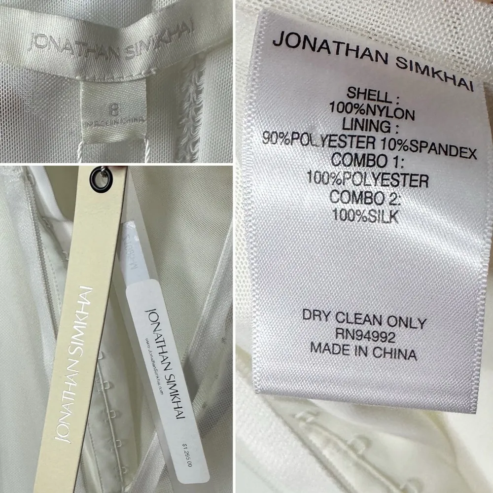 NWT JONATHAN SIMKHAI Threaded Lace Tulle Ruffle dress Size 8 White - Image 11