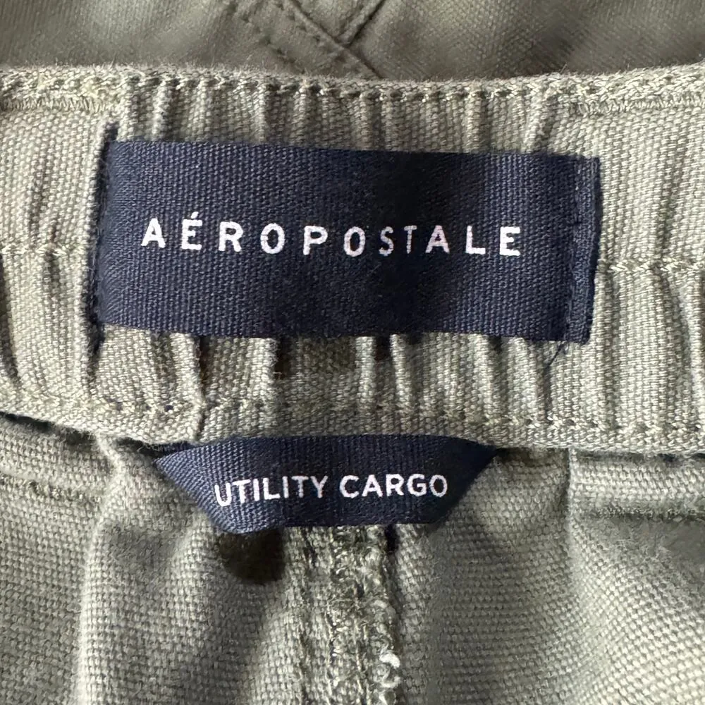 Aeropostale Small Utility Cargo Pants Hi-Rise Wide Leg Zip-Fly Olive Green Women - Image 8