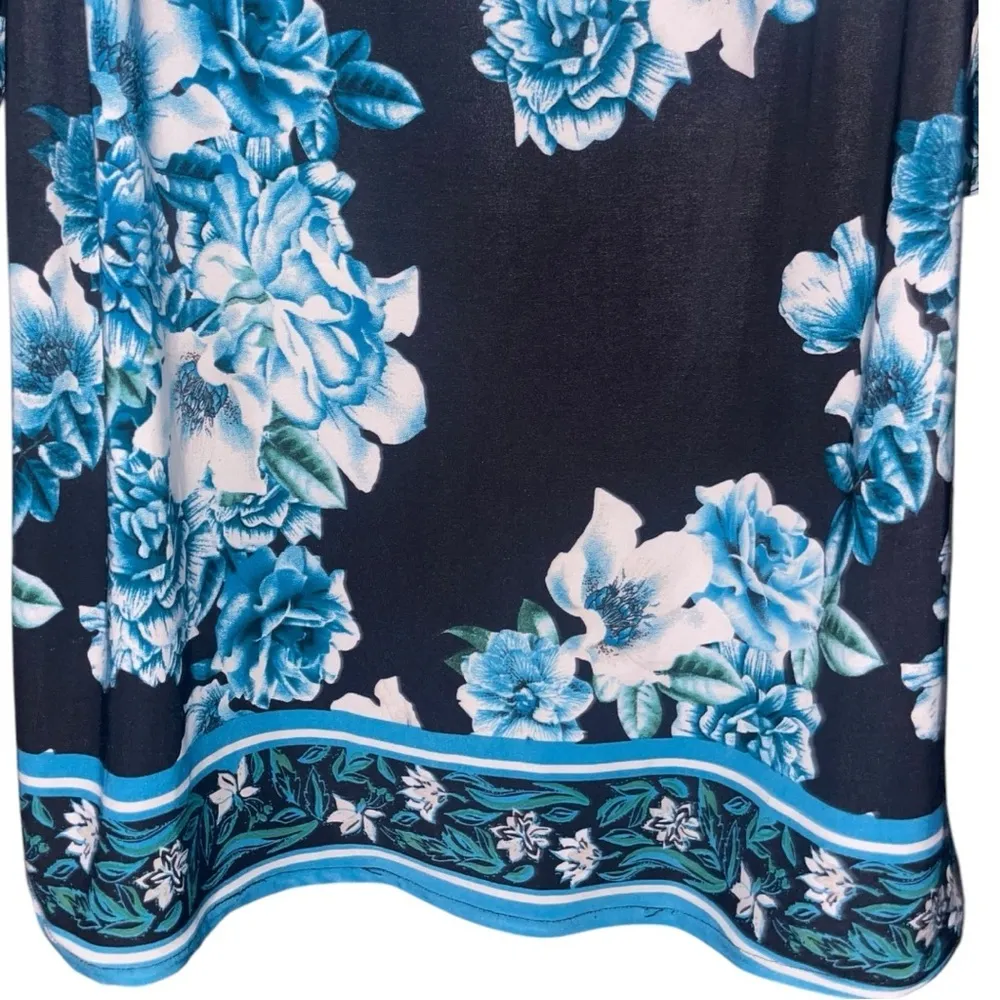 INC International Concepts Off The Shoulders Floral Top Women Medium Boho Flowy Blue - Image 5