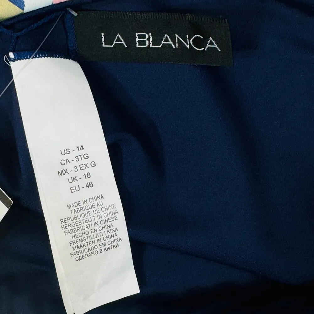 La Blanca SZ 14 Reversible Riviera Swim Bikini Bottoms Shirred Sides Geometric - Image 5