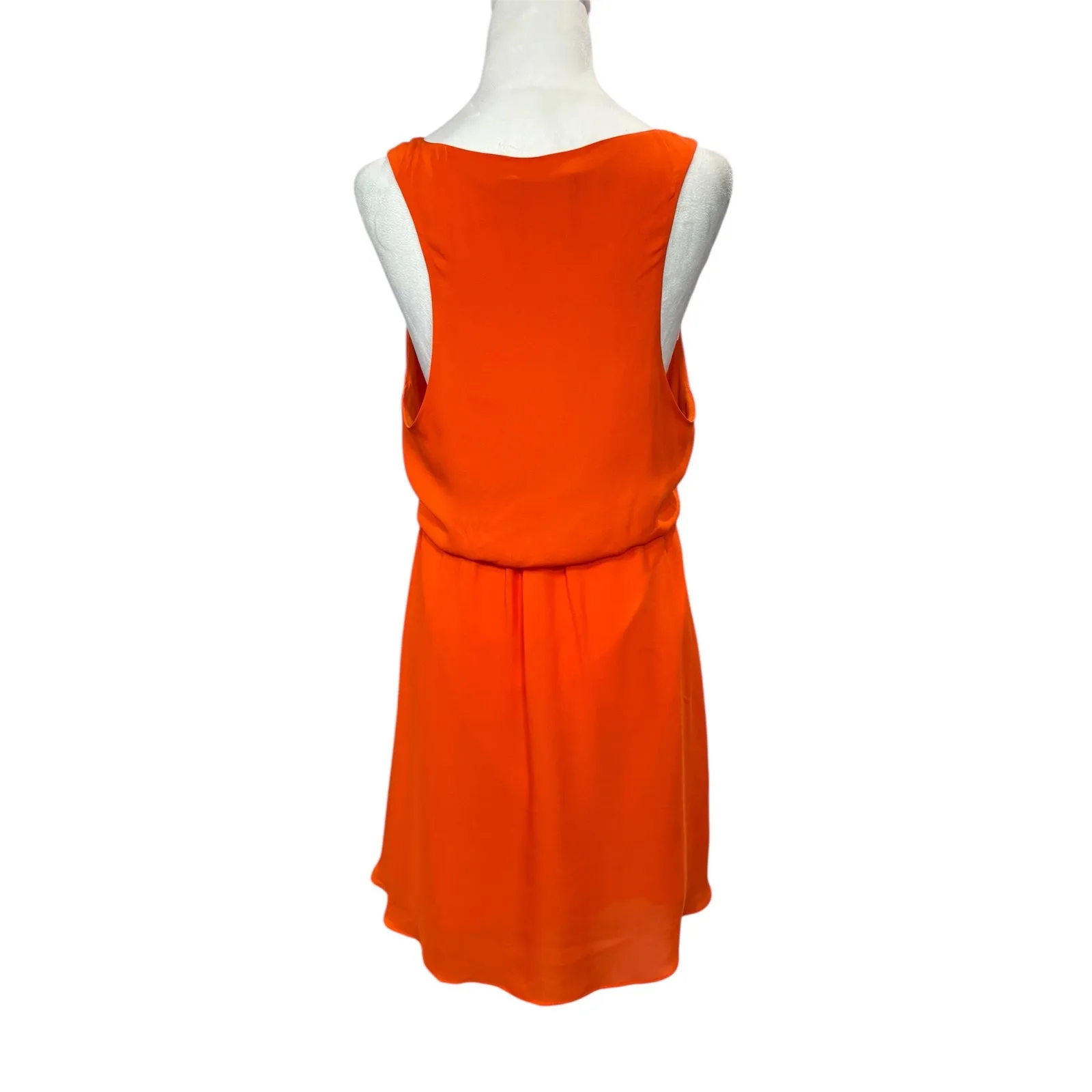 Alice + Olivia Franny Silk Crepe Mini Dress Lare Sleeveless Racerback Orange Red - Image 4