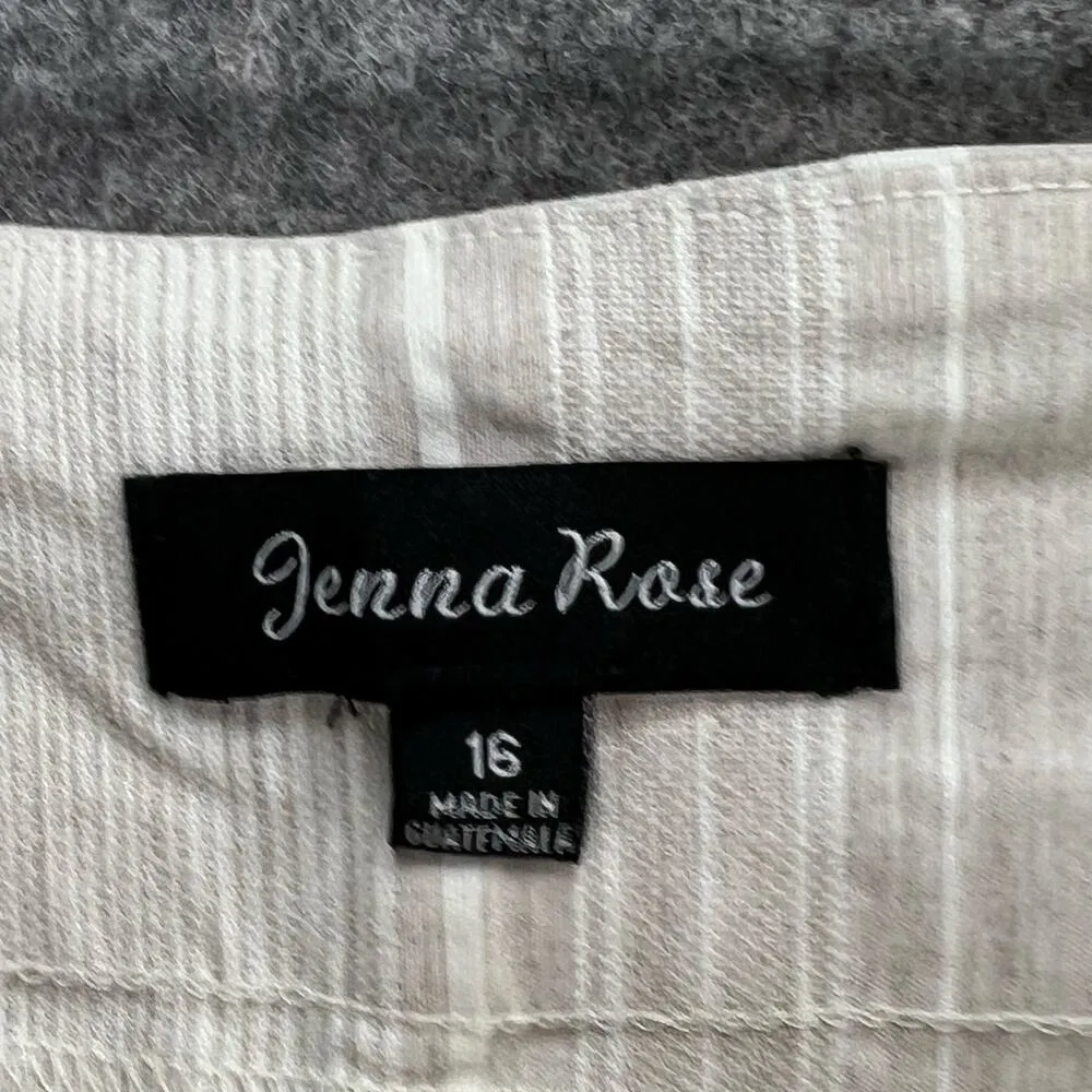 Jenna Rose Pants Womens 16 Cream White Stripe Pull On Lace Hem High Rise Coastal - Image 10