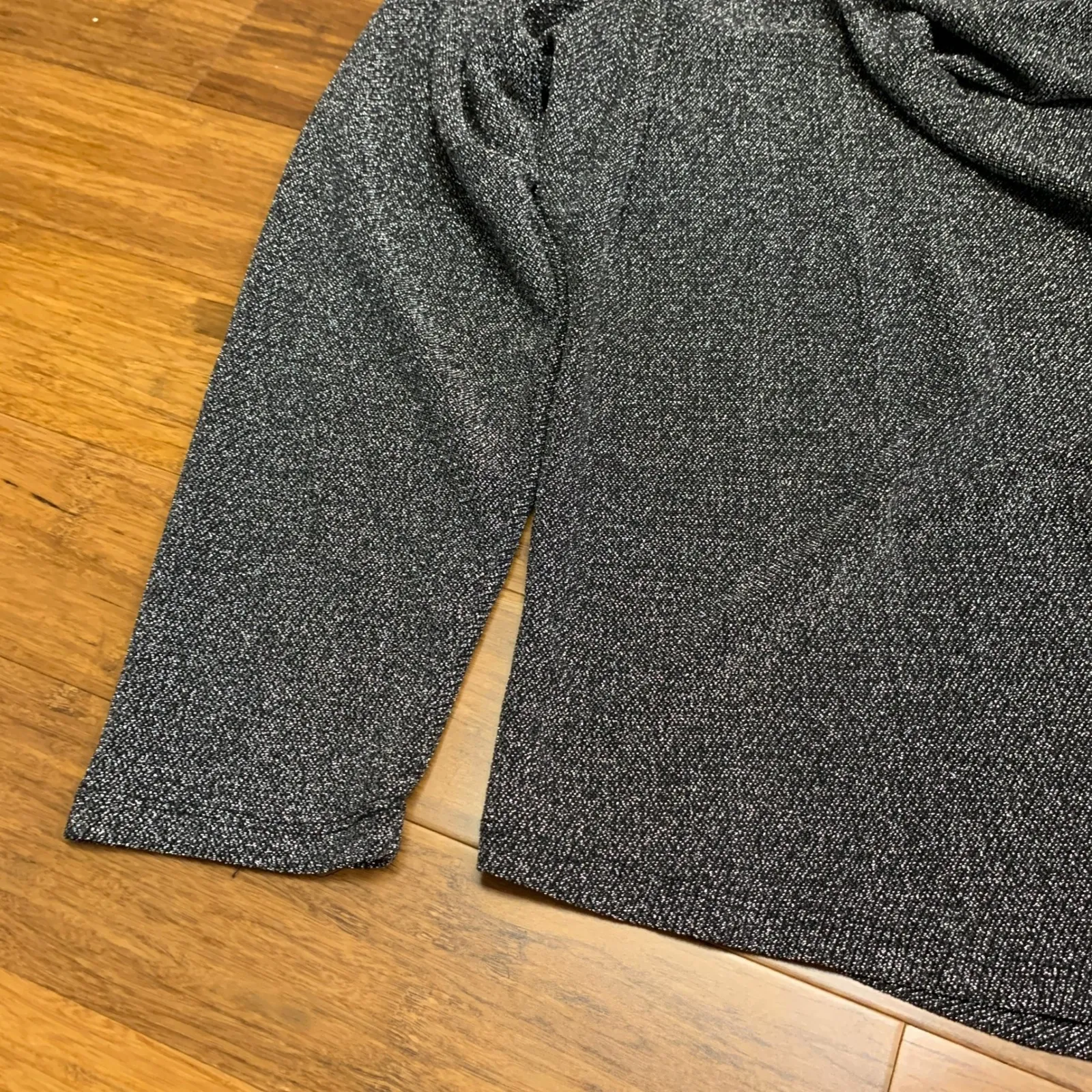 Grace Cowl‎ Neck Top Womens Size 1X Sparkle Metallic Long Sleeve Blouse Plus NWT Gray - Image 3