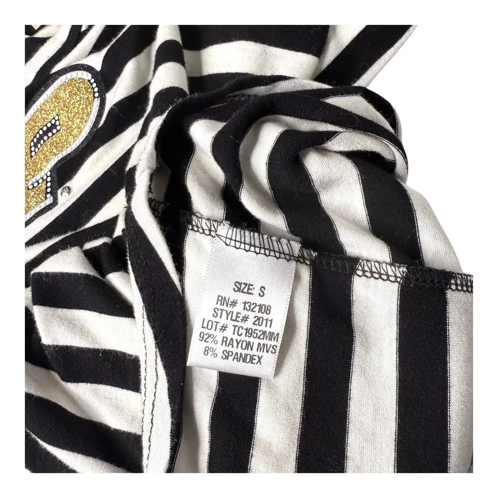Meesh & Mia PURDUE UNIVERSITY Women’s SM SHIRT Striped Black White Gold Top USA - Image 6
