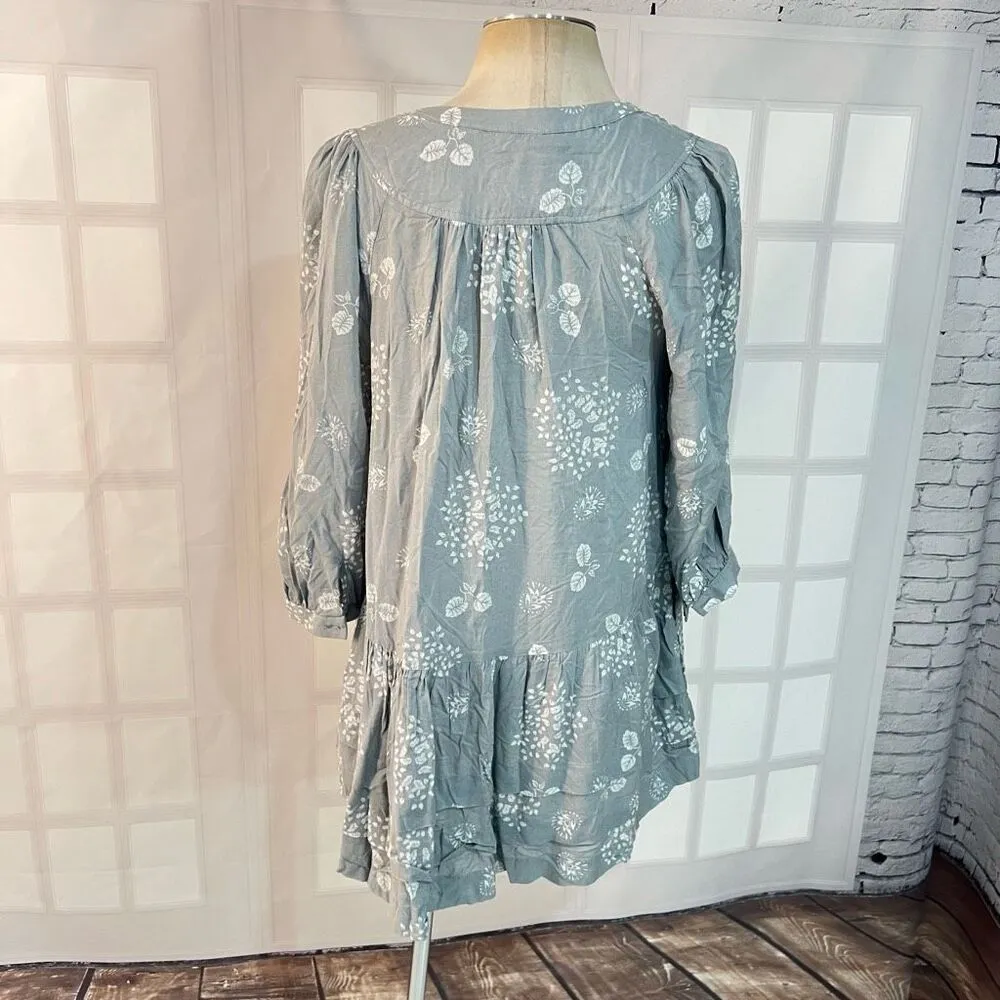 Anthropologie Holding Horses Gray Pavin Tiered 3/4 Sleeve Tunic Top Size XS - Image 6