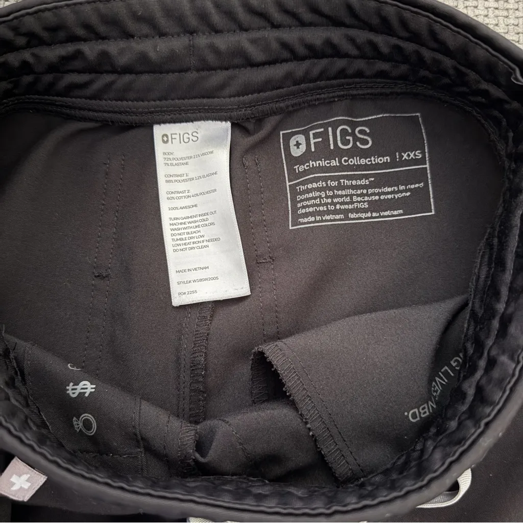 Figs Zamora Jogger Scrub Pants Black Size XXS Technical Medical Nursing Uniform - Image 3