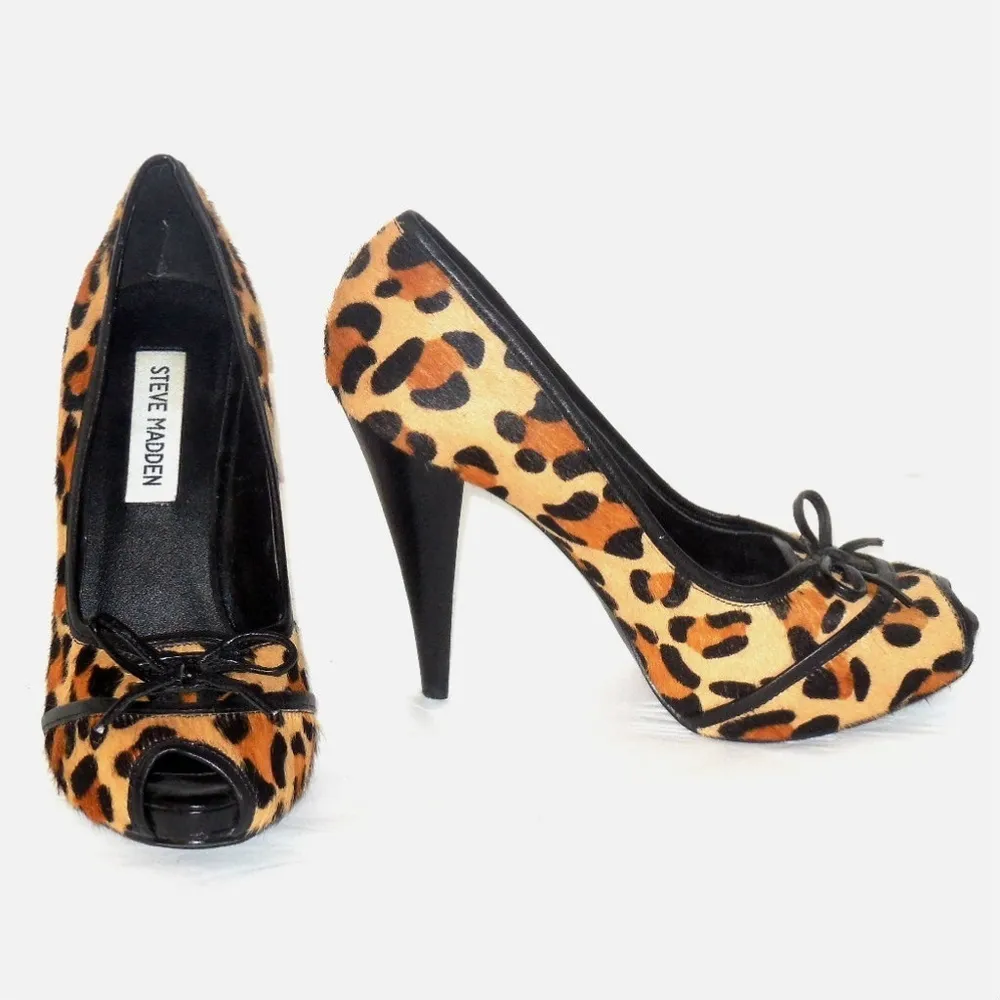 Steve Madden RIPAA Leopard Peep Toe Pumps 6.5 - Image 2