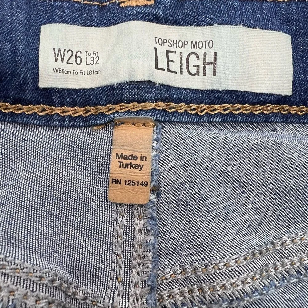 TopShop Women's Moto Leigh Skinny Leg Mid Rise Dark Wash Size W26 to Fit L32 - Image 13