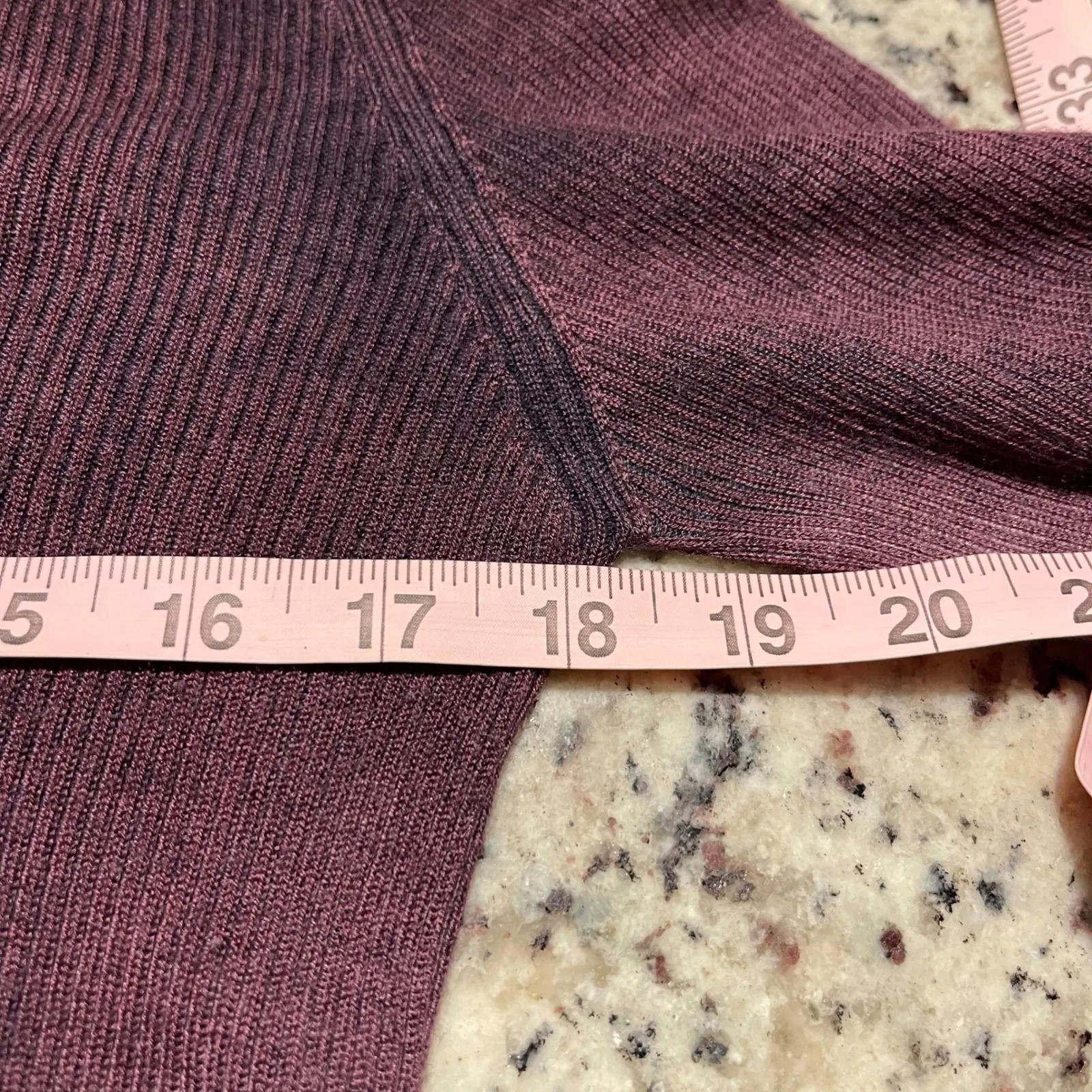 Designer Burgundy Blue Ribbed V Neck Button Cardigan 70 Cashmere 30 Silk Medium Purple - Image 5