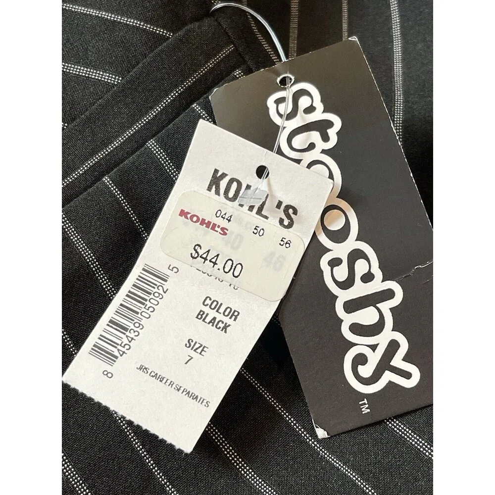 Stooshy Black White Pin Stripe Flare Career Dressy Size 7 Pants NWT - Image 13