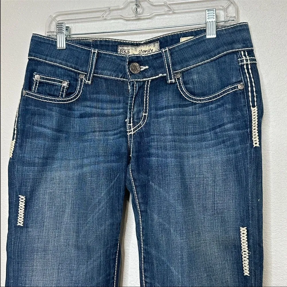 BKE Buckle Denim Capri Cropped Jeans Starlite Thick Stitch Women Sz 28 - Image 5