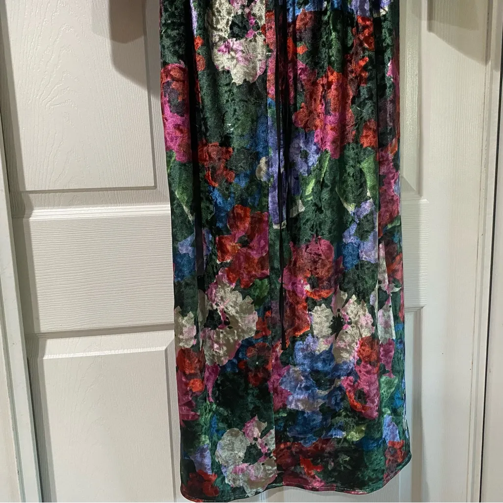 Zara Velvet Floral Kimono Wrap Maxi Dress Blogger Favorite Wedding Festival Sml - Image 9