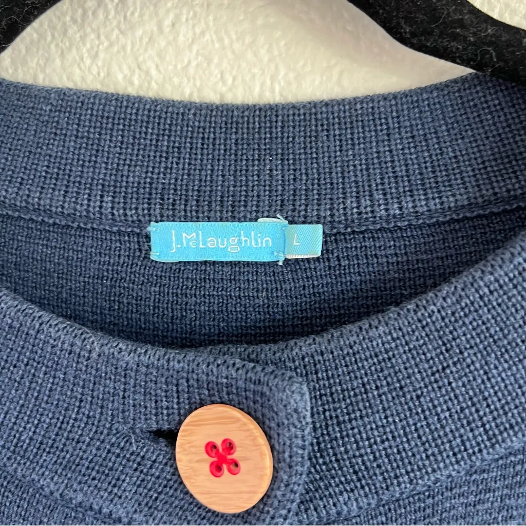 J. McLaughlin Women’s Navy Cotton Blend Button Down Cardigan - Image 2