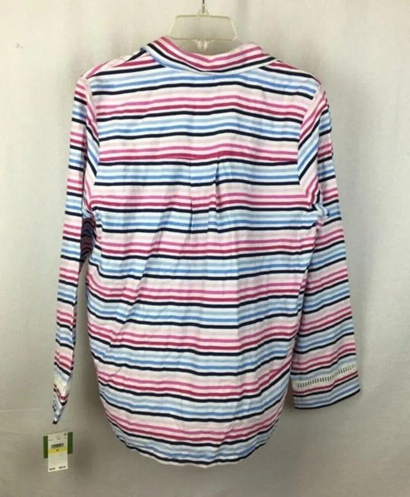 Kate Spade White Striped Button Up Long Sleeve Pajama Top New M - Image 3