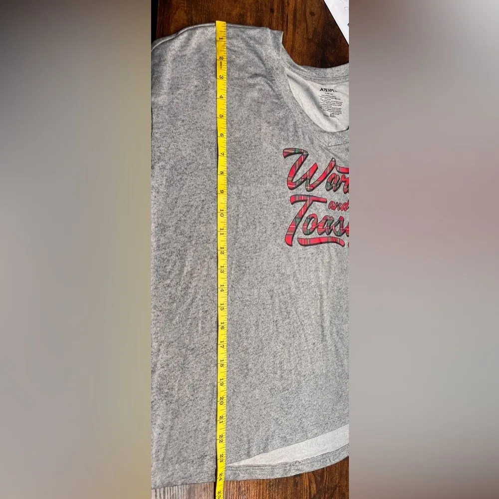 Warm & Toasty Long Sleeve Grey Sleep Top Joyspun NEW Size L - Image 5