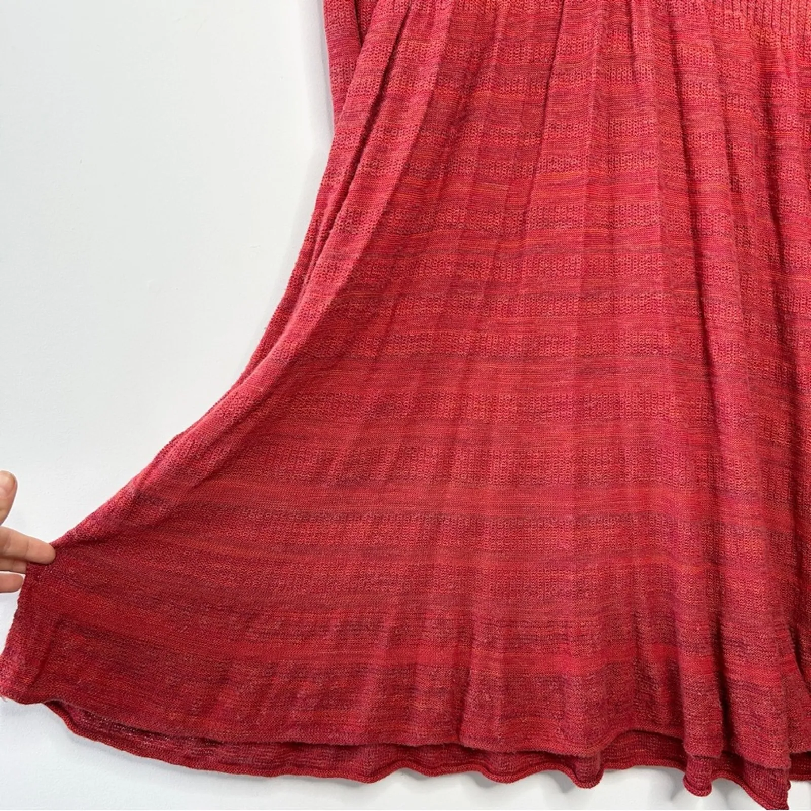 FREE PEOPLE Sweater Dress Size Medium Red Knit Ruffles Boho Indie Fall Country - Image 6