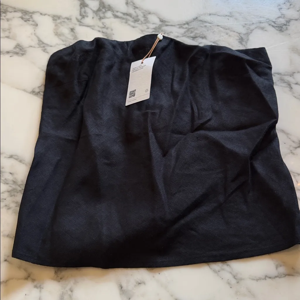 NWT Quince 100% European Black Linen Strapless Top Sz M - Image 2