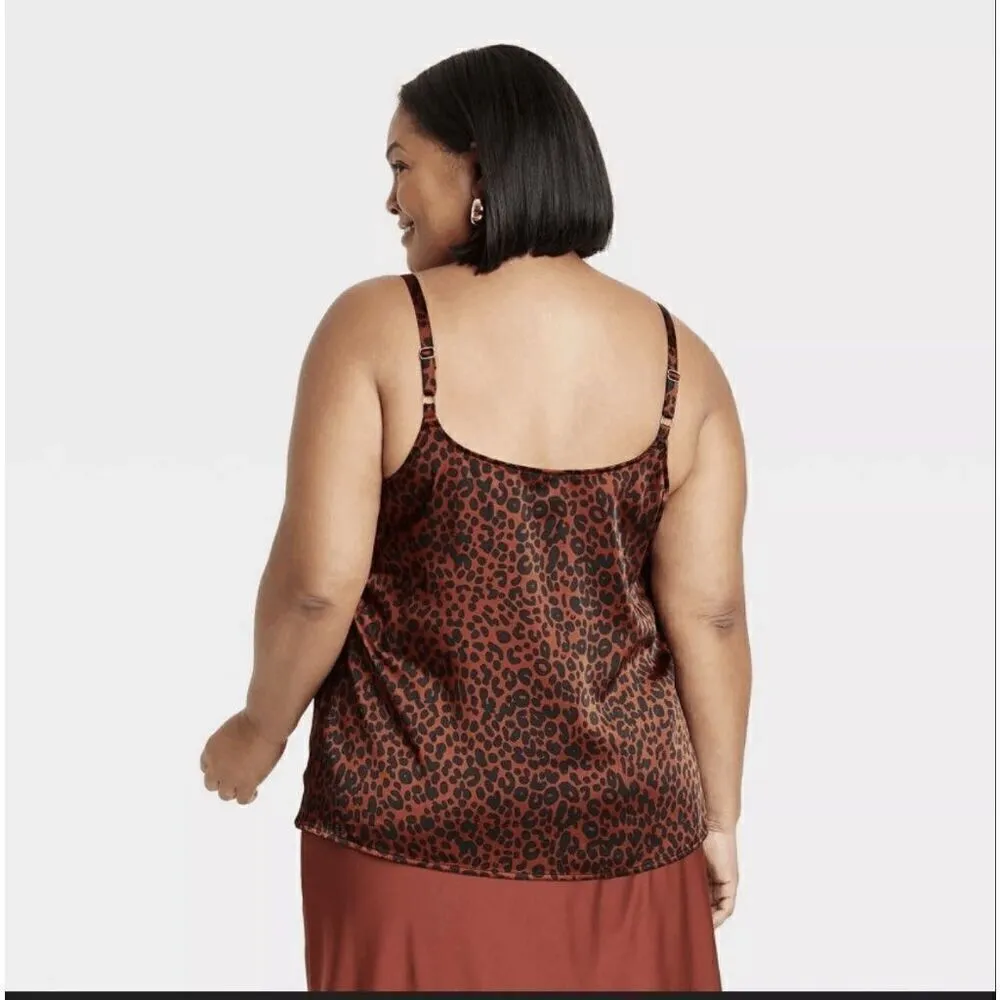 Ava & Viv Cheetah Copper Brown Black Silky Satin Cowl Neck Top 3X NWT - Image 9