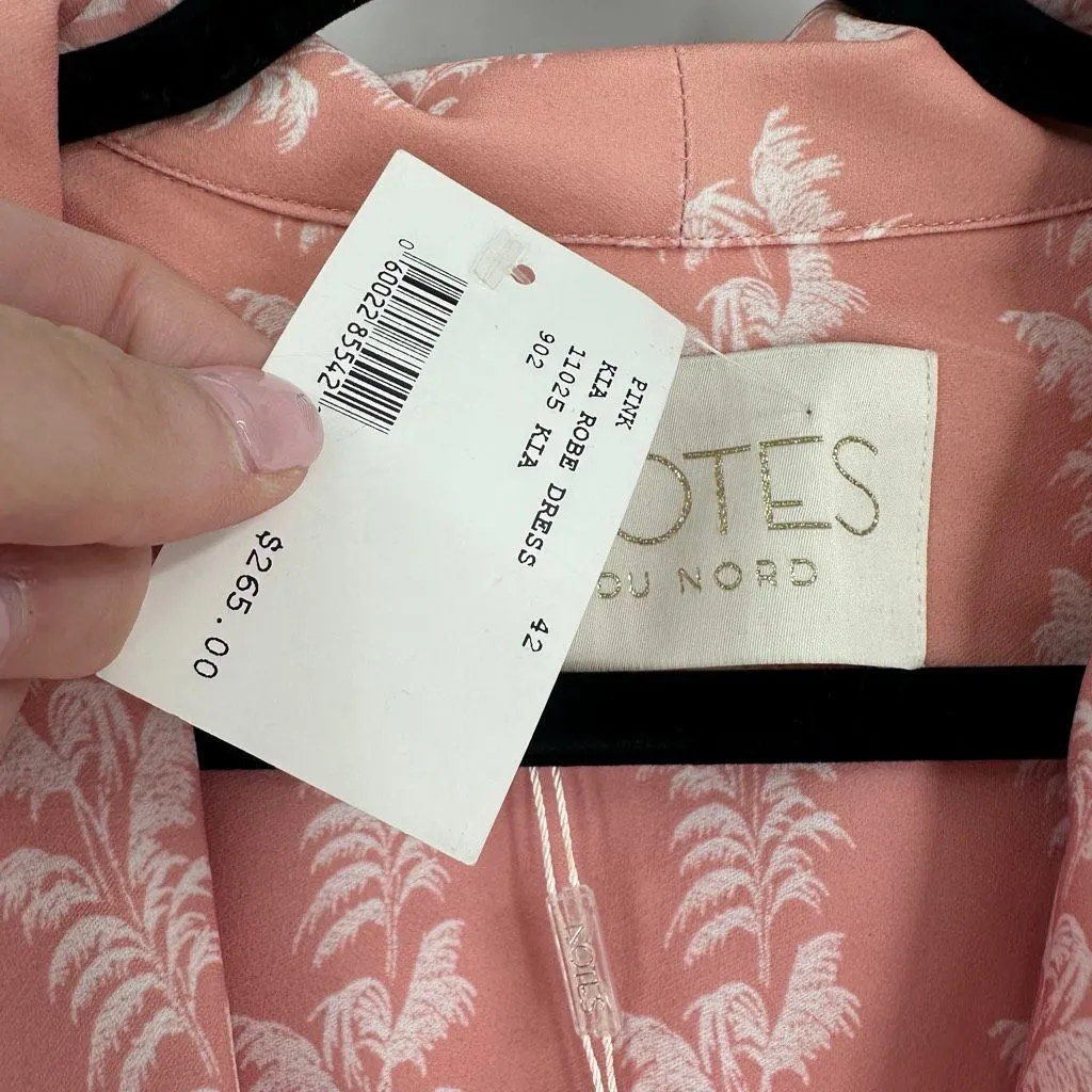 NWT‎ NOTES DU NORD Kia Powder Palm Robe In Pink Size 42 Style 11025 - Image 4