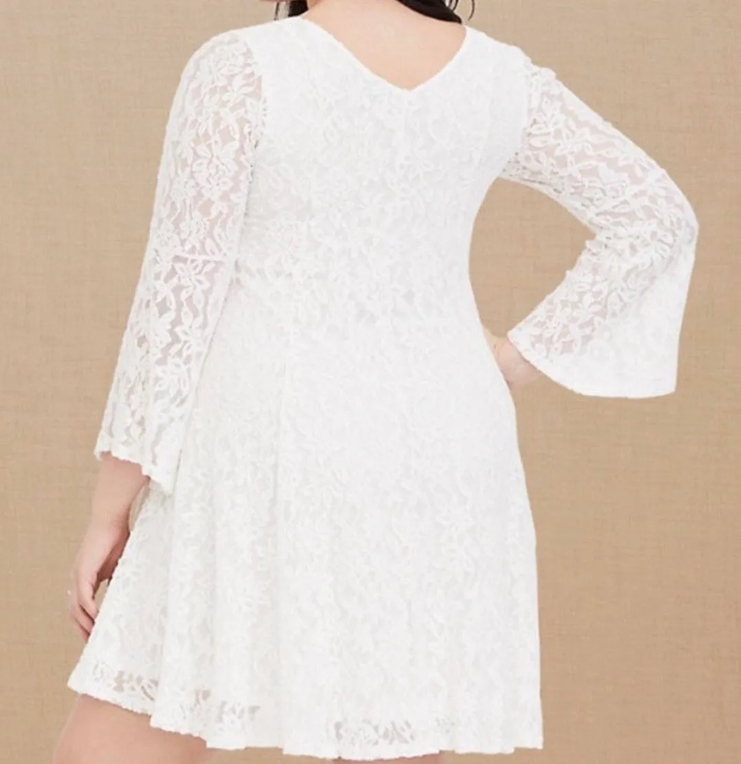 Ivory Lace Dress Sleeve Trapeze Dress - Image 2