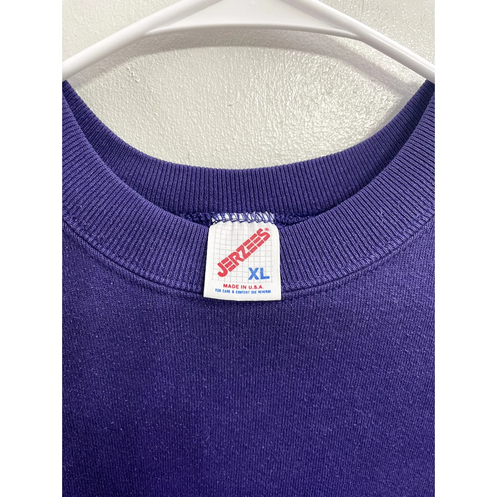 Vintage 90s Purple Jerzees Blank Crewneck Sweatshirt Size XL Made in‎ the USA - Image 4