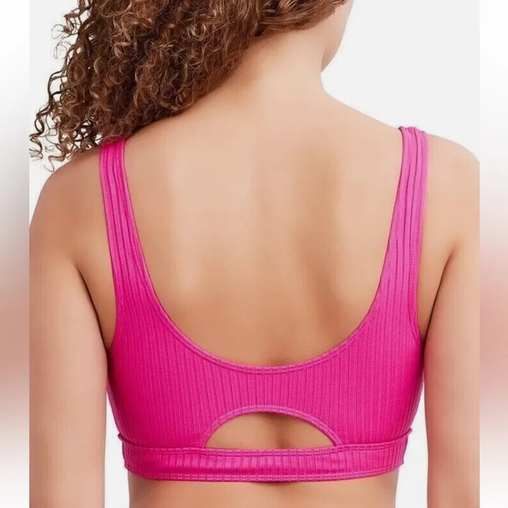 BCBG Passion Pink Cut Out Bralette Bikini Swim Top Large NEW BGBGeneration - Image 2
