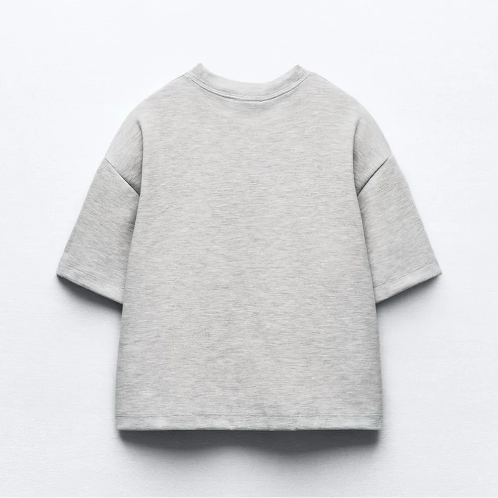Zara gray thick material oversized shoulder padded drop shoulder t-shirt tee - Image 5