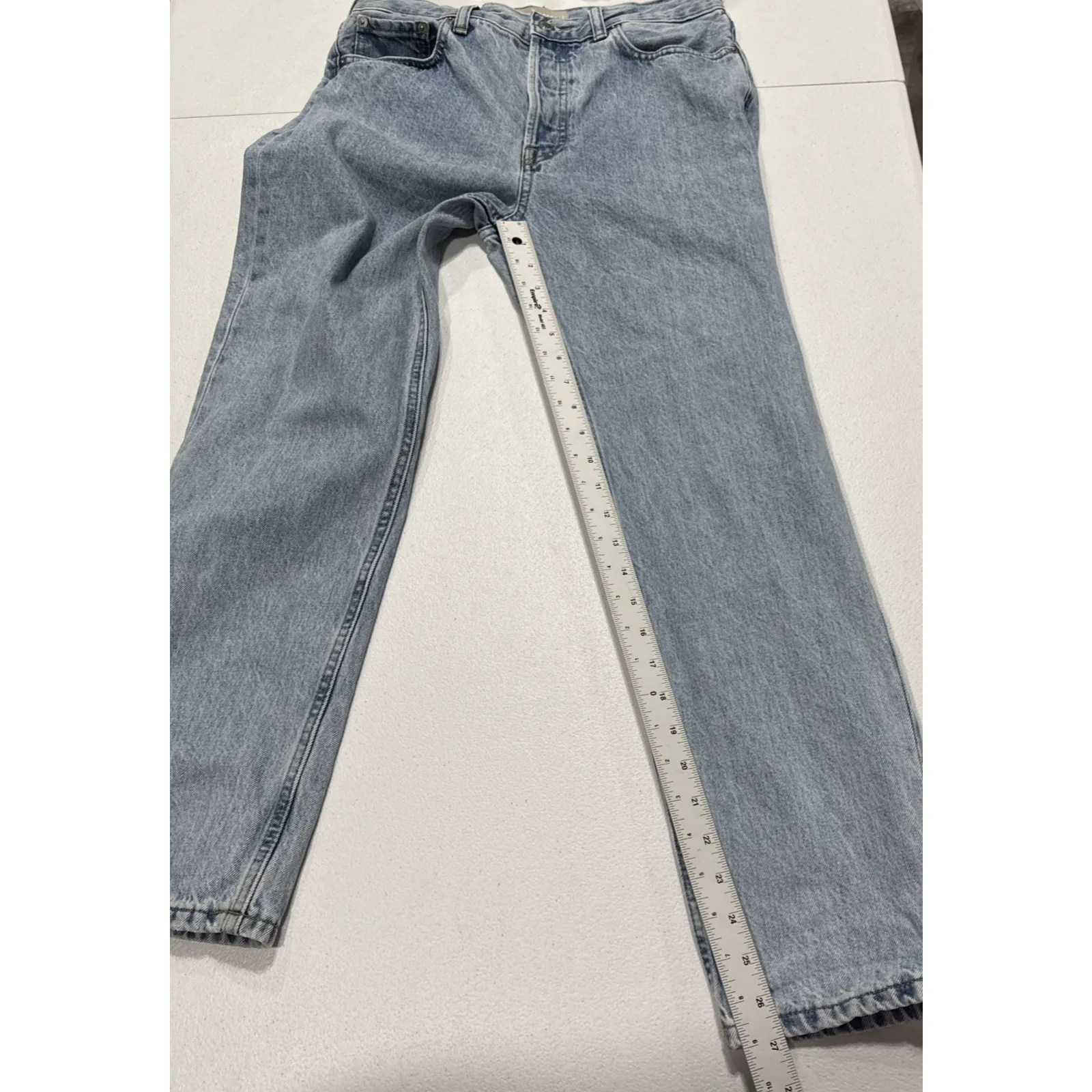 Everlane Womens Jeans The Relaxed Straight Fit Size 26R Button Fly Blue Organic - Image 12