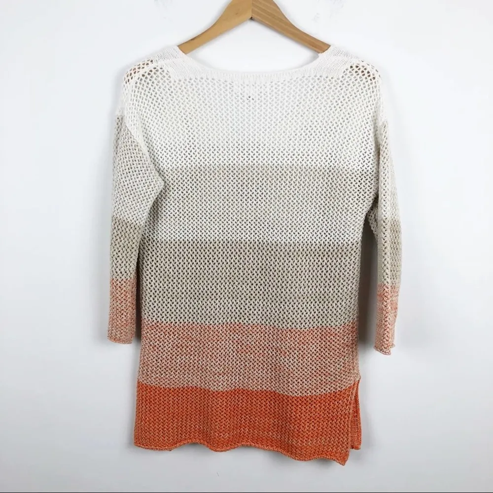 Cotton Country Ombre Knit Pullover Sweater Medium Orange - Image 9