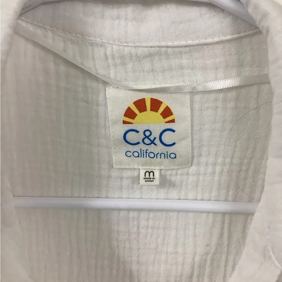 C&C California White Swim Coverup with Textured Design - Image 2