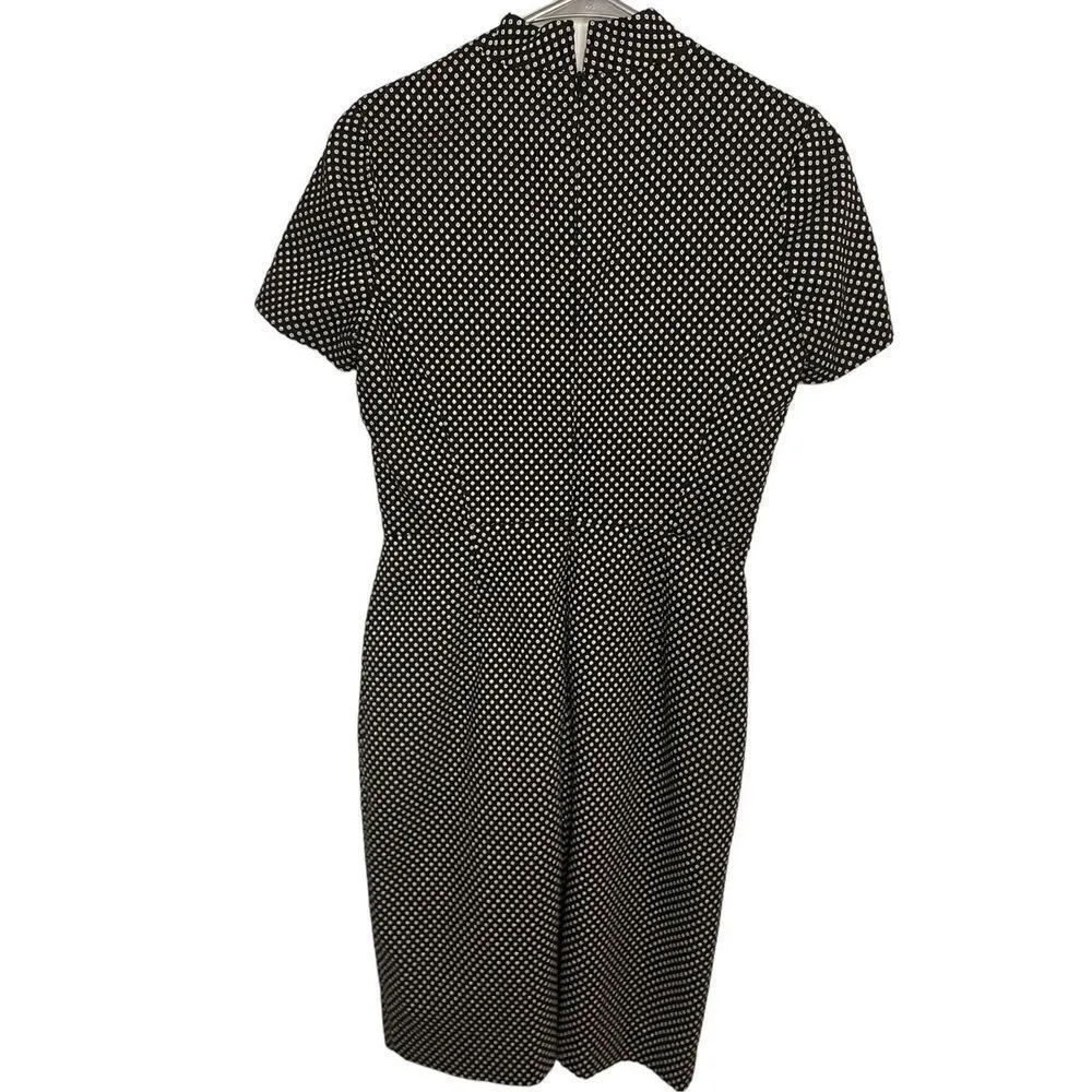 NWT JCrew Mock Neck Jacquered Sheath Dress Black/ Metallic Gold Short Sleeve Siz - Image 2