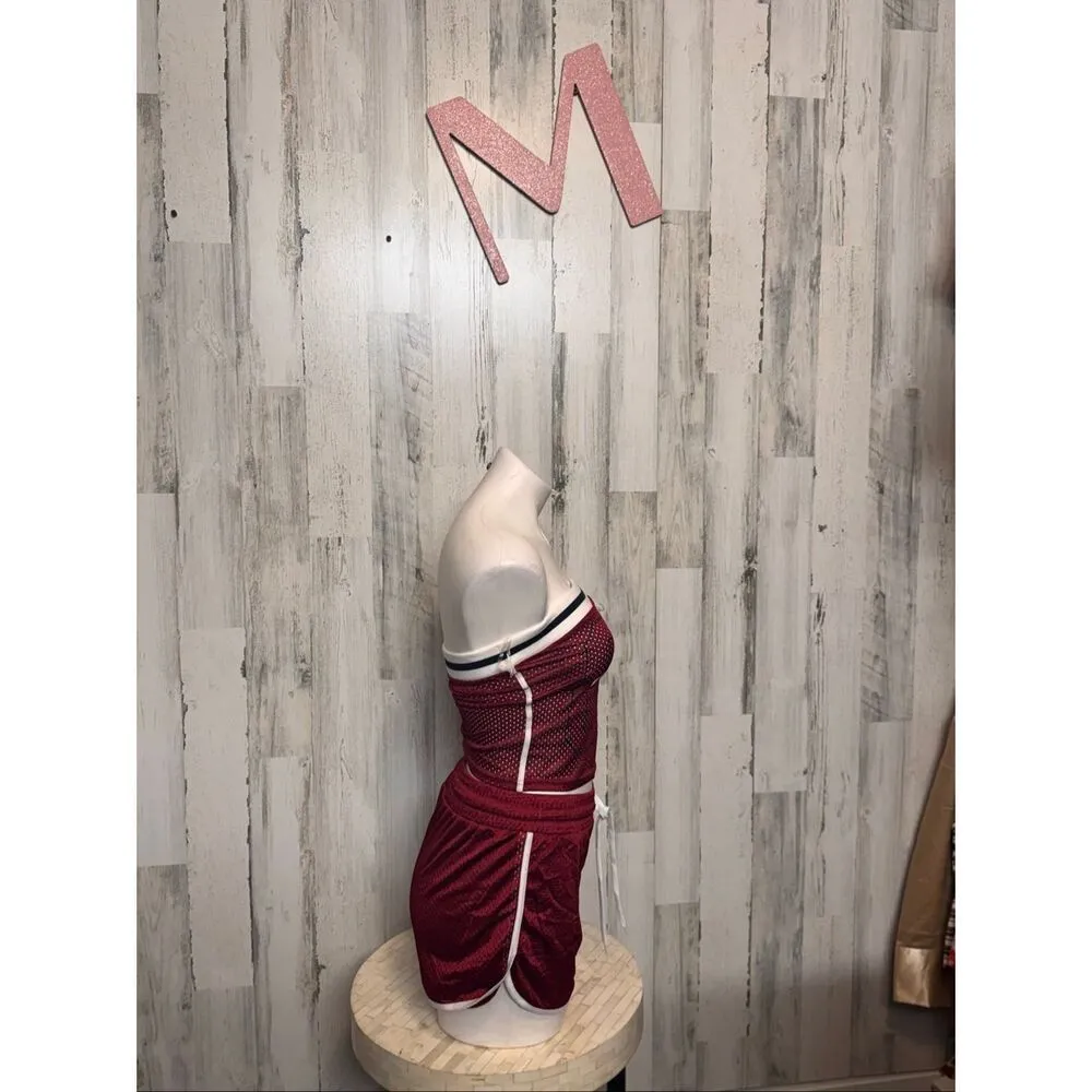 Derek Heart “South Beach” Red Two-Piece Tube Top & Shorts Set (Size M) - Image 5