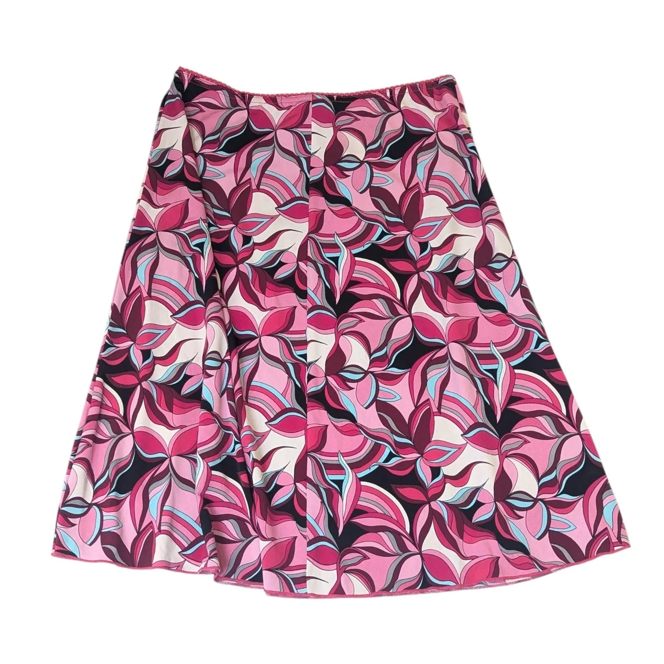 Y2K Vintage Wrapper Jersey Knit Abstract Floral Print Skirt Pink and Black M Size undefined - Image 3