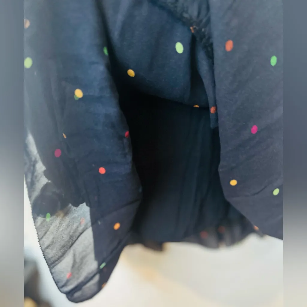 Farm Rio Black Ruffle Colorful Polkadot Mini Dress Size Small - Image 6