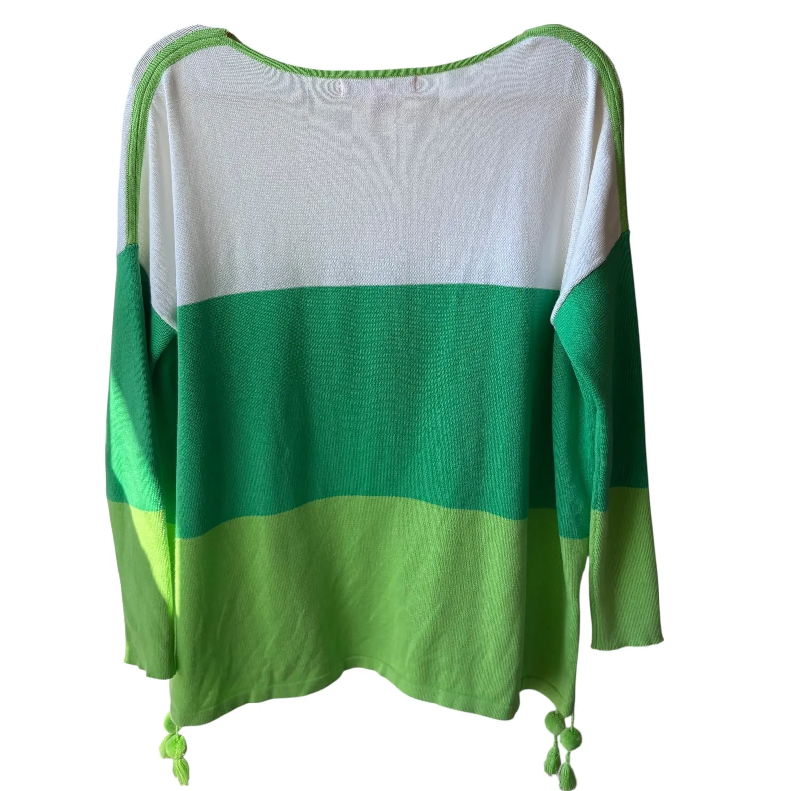 Lilly‎ Pulitzer Westwood tri color Sweater XS Myrtle Green Colorblock Tassel - Image 3