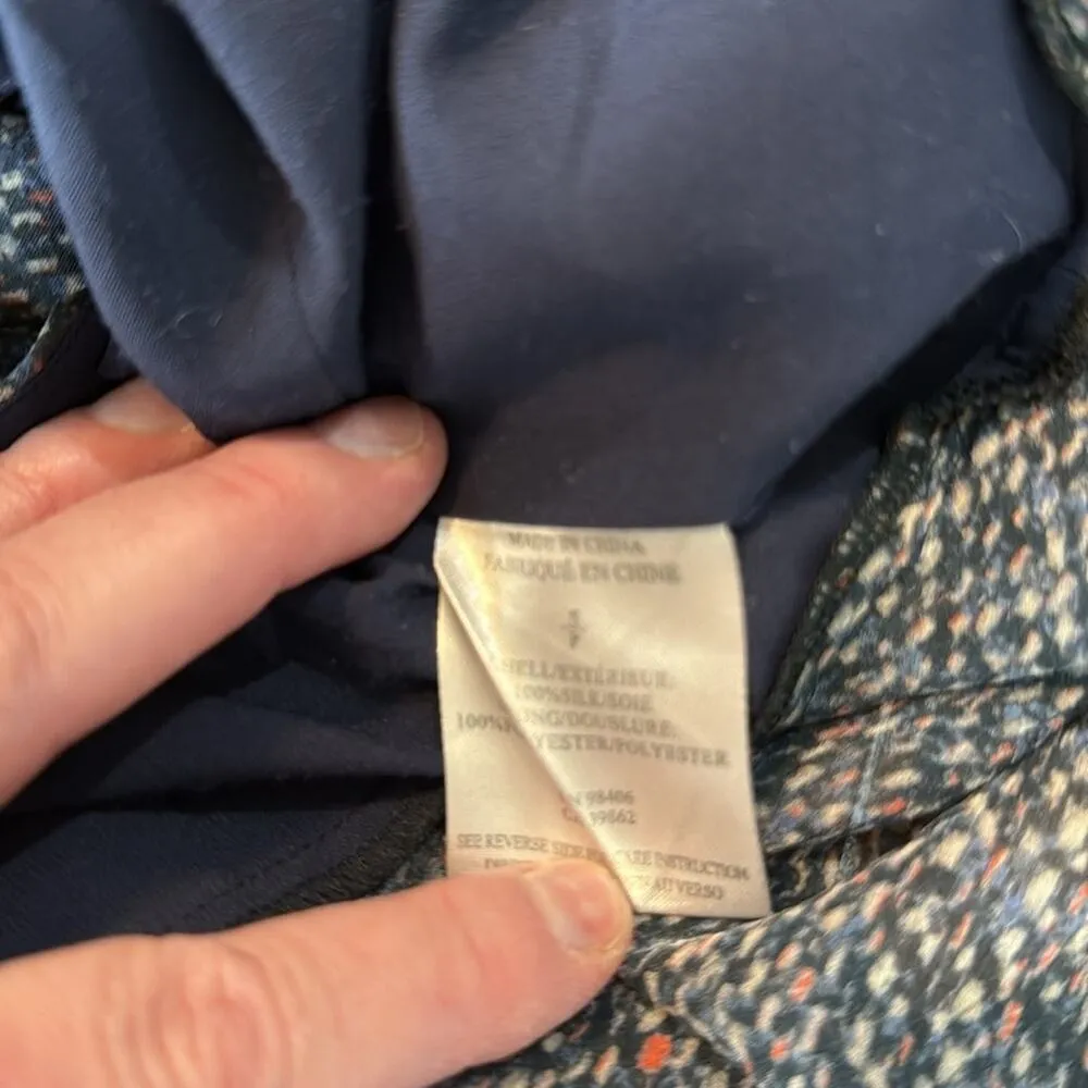 Theory Blue Print 100% Silk Sleeveless Layered Top Size S - Image 4