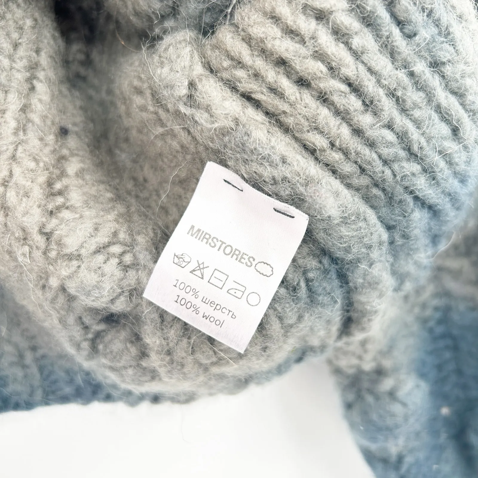 Mirstores Women Cozy Chunky Hand Knit Pom Pom Knot 100% Wool Sweater‎ XS Gray - Image 5