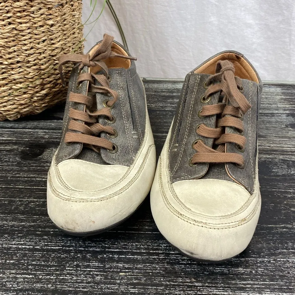 Bussola Anthropologie Gray & Tan Novara Nora Lace Up Walking Sneakers 37 6.5 - Image 2
