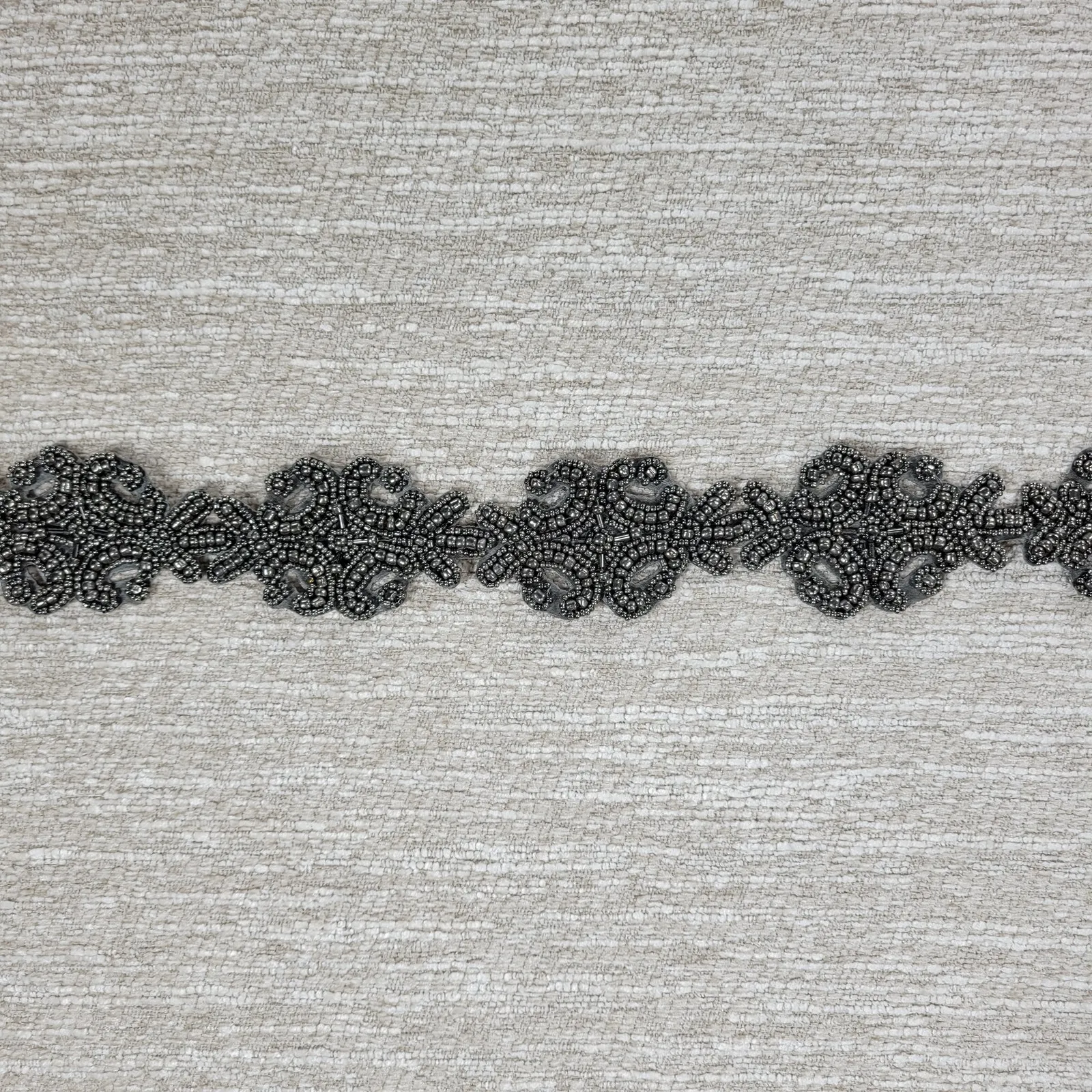 VTG Beaded Belt Womens Gunmetal Gray Stretch Elastic Wide Waist Snap Closure - Image 4