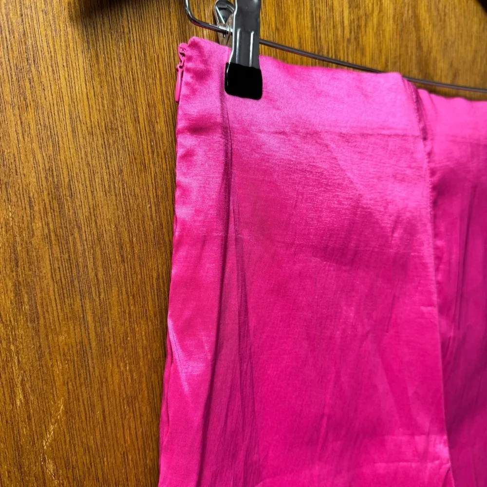 NEW Hosbjerg Elora High Waist Pink Flare Pants Slit Hems Hot Pink Medium M NWT - Image 7