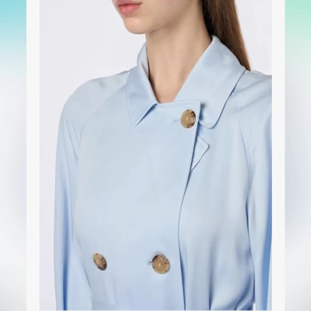 Tommy Hilfiger Light Blue Belted Trench Coat Light Jacket Size US 14 EU 46 Flowy - Image 2