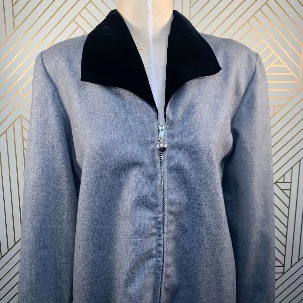 Henri Bendel Vintage Velvet‎ Collar Zip Shift Dress - Image 2