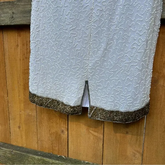 Stenay vintage beaded silk cream formal‎ party dress size P10 fall Christmas - Image 11